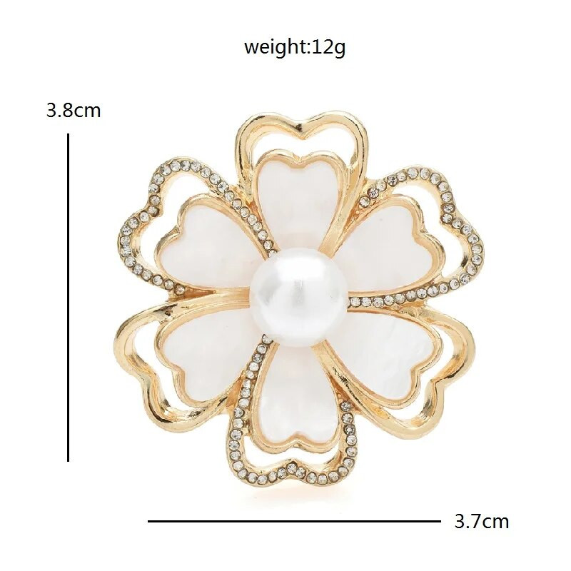 Wuli&baby Višeslojni Broševi s cvijećem za žene Unisex Dvobojni kamenčići Biserne biljke Party Uredski broš Igle Pokloni