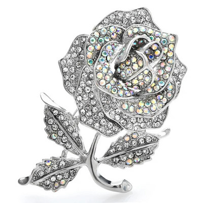 Wuli&baby Big Rose-Lillega prossid naistele Unisex 2-värviline kivist kaunitar Säravad Lilled Peokontori prossinõelad Kingitused