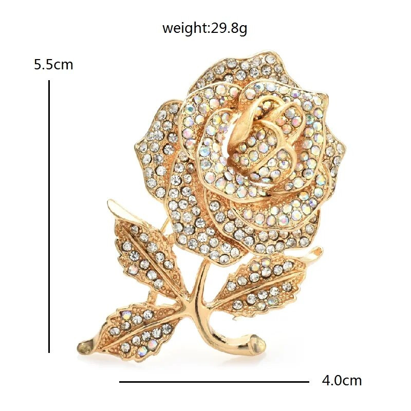 Wuli&baby Big Rose-Lillega prossid naistele Unisex 2-värviline kivist kaunitar Säravad Lilled Peokontori prossinõelad Kingitused