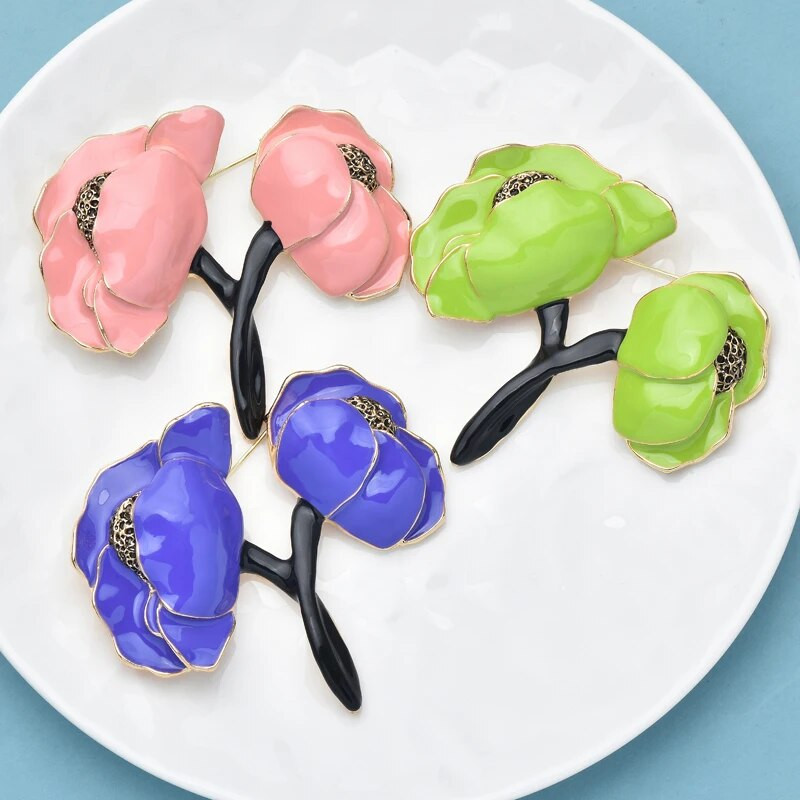 Wuli&baby võluvad lilled, prossid, nööpnõelad naistele, 3-värvilised emailiga sobivad lillepeenõelad, kontoriprossinõelad, kingitused