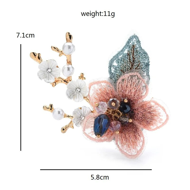 Wuli&baby Broșe noi de flori din dantelă pentru femei doamnă 3 culori Prun Bossom Flower Party Office Brose Ace Cadouri de Anul Nou