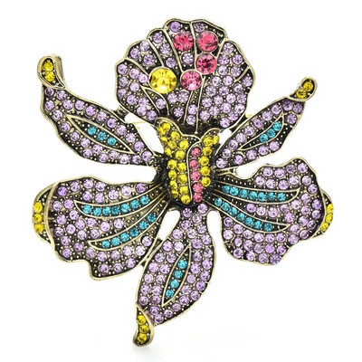 Wuli&baby Luksuslikud säravad lillelised prossid naistele Unisex 3-värvilised Beauty Plants Peokontori pross Kinitused