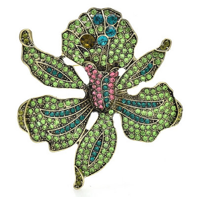 Wuli&baby Luksuslikud säravad lillelised prossid naistele Unisex 3-värvilised Beauty Plants Peokontori pross Kinitused