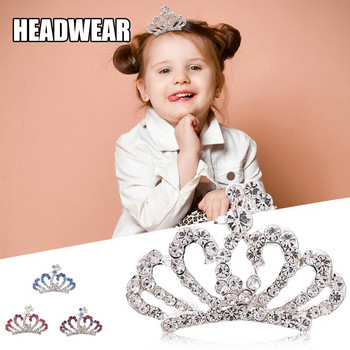 Princess Party Crown New Kids Alloy Shiny Color Rhinestone Tiara Crown Princess Аксесоари за коса Момиче с цветя Диадеми Бижута за коса