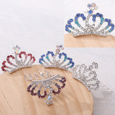 Princess Party Crown New Kids Alloy Shiny Color Rhinestone Tiara Crown Princess Аксесоари за коса Момиче с цветя Диадеми Бижута за коса