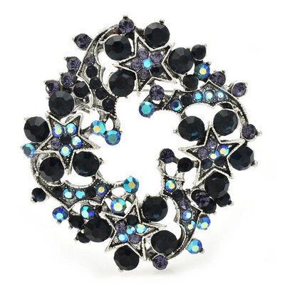 Wuli&baby Svjetlucavi vijenac Broševi s cvijećem za žene Unisex 4-bojni Ljepota Biljke Krug Novogodišnji broš Igle Pokloni