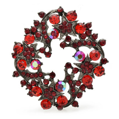 Wuli&baby Svjetlucavi vijenac Broševi s cvijećem za žene Unisex 4-bojni Ljepota Biljke Krug Novogodišnji broš Igle Pokloni