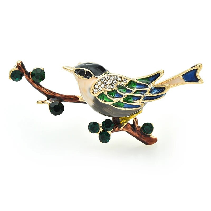 Wuli&baby singing Magpie Bird Καρφίτσες Γυναικείες Unisex 2χρωμα σμάλτο Lucky Animal Party Pins καρφίτσα γραφείου