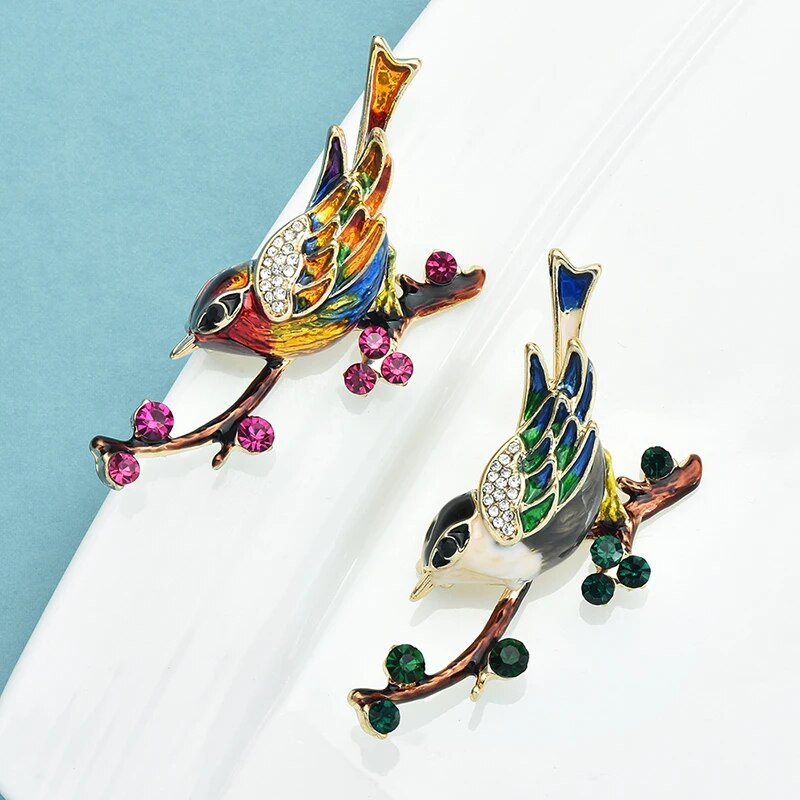 Wuli&baby singing Magpie Bird Καρφίτσες Γυναικείες Unisex 2χρωμα σμάλτο Lucky Animal Party Pins καρφίτσα γραφείου