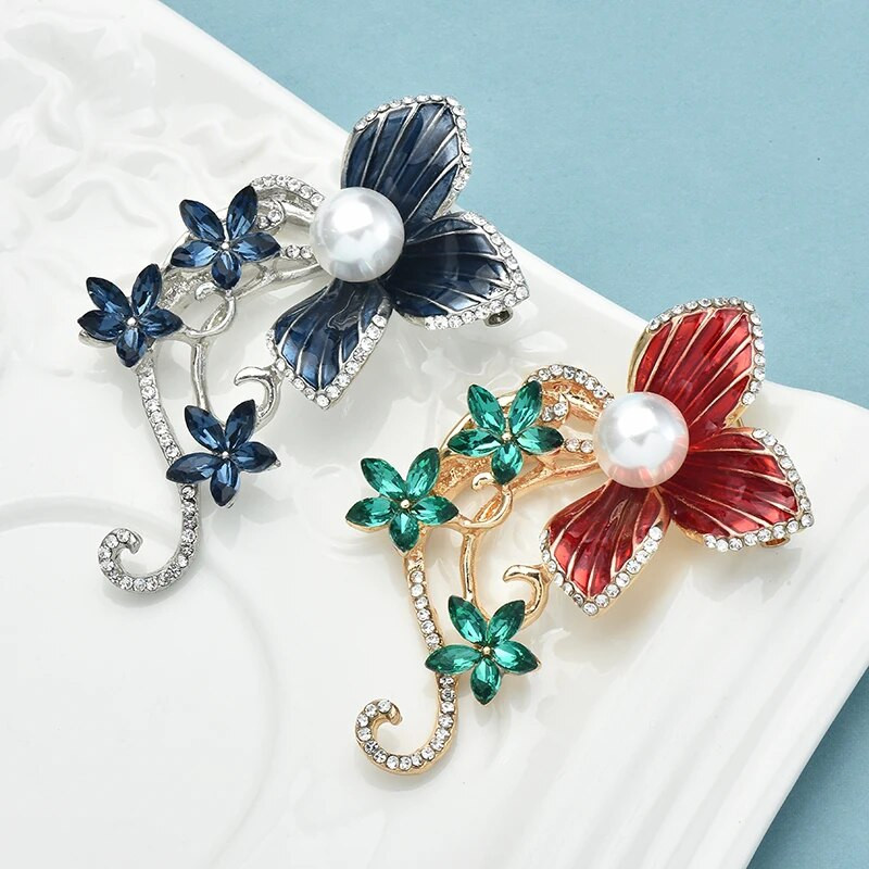 Wuli&baby Prekrasni cvjetni broševi za žene 2-bojni emajlirani kamenčići Biljke Party Uredski broš Igle Pokloni