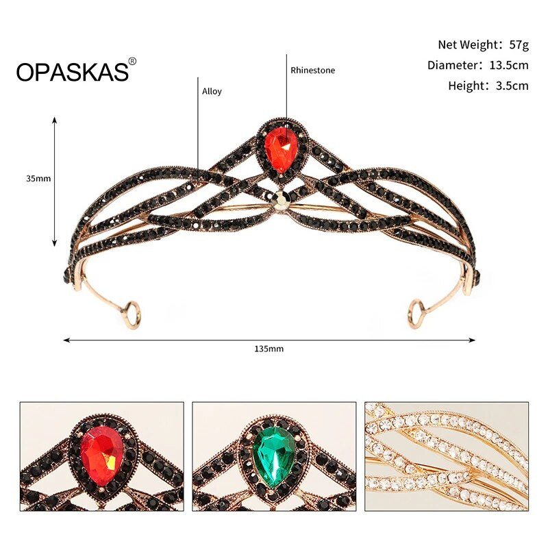 Pruudikrooni peakatted Luksuslik poolringikujuline kivisulamist kivist inkrusteeritud peapael naistele pulmadeks, sünnipäevaks, juukseaksessuaarid PT