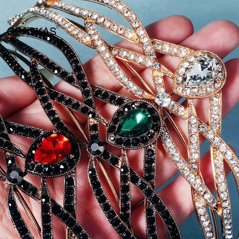 Pruudikrooni peakatted Luksuslik poolringikujuline kivisulamist kivist inkrusteeritud peapael naistele pulmadeks, sünnipäevaks, juukseaksessuaarid PT