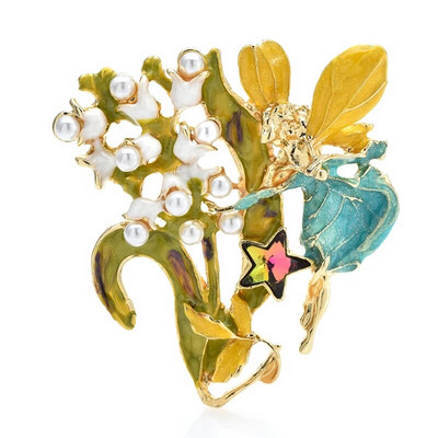 Wuli&baby Dragonfly Elf Broševi za žene Emajl Cvijet i Duh Ljepota Crtana figura Party Uredski broš Igla Pokloni