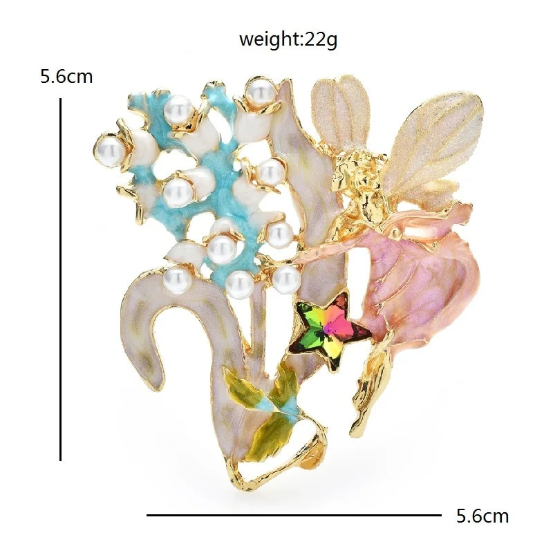 Wuli&baby Dragonfly Elf Broševi za žene Emajl Cvijet i Duh Ljepota Crtana figura Party Uredski broš Igla Pokloni