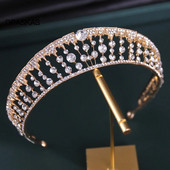 Pruudikrooniga peakatted Pulmade sünnipäevaks kroonpeakate Rhinestones Retro luksuslikud juukseaksessuaarid naistele PT