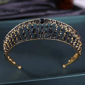 Булчинска корона за шапки Сватба, рожден ден Корона за глава със кристали Ретро луксозни аксесоари за коса за жени PT