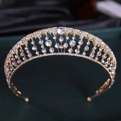 Pruudikrooniga peakatted Pulmade sünnipäevaks kroonpeakate Rhinestones Retro luksuslikud juukseaksessuaarid naistele PT