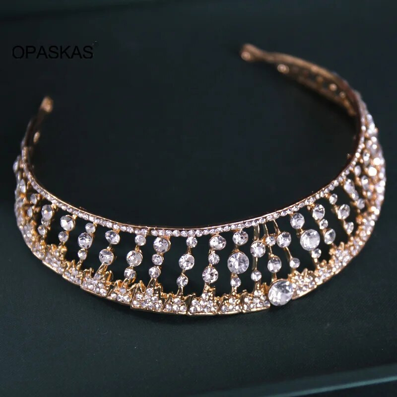 Pruudikrooniga peakatted Pulmade sünnipäevaks kroonpeakate Rhinestones Retro luksuslikud juukseaksessuaarid naistele PT