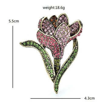 Wuli&baby Vintage Sparkling Flower Καρφίτσες για Γυναικείες Unisex 2χρωμα Rhinestone Beautiful Plants Δώρα για πάρτι γραφείου καρφίτσα καρφίτσα