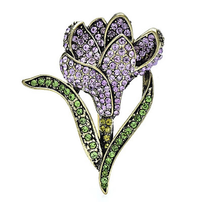 Wuli&baby Vintage svjetlucavi cvjetni broševi za žene Unisex vještački dijamant u 2 boje Prekrasne biljke Party Uredski broš Igla Pokloni