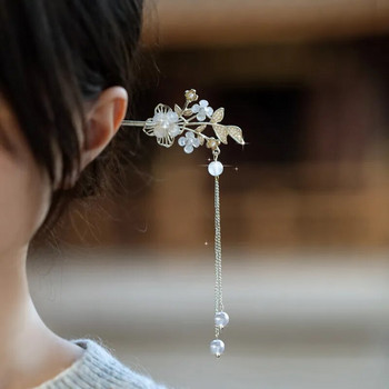 Винтидж алуминиева шнола с цветя за жени Антична щипка за коса за момиче Щипка за коса Костюм Китайски аксесоари за коса Фиби за коса заколки
