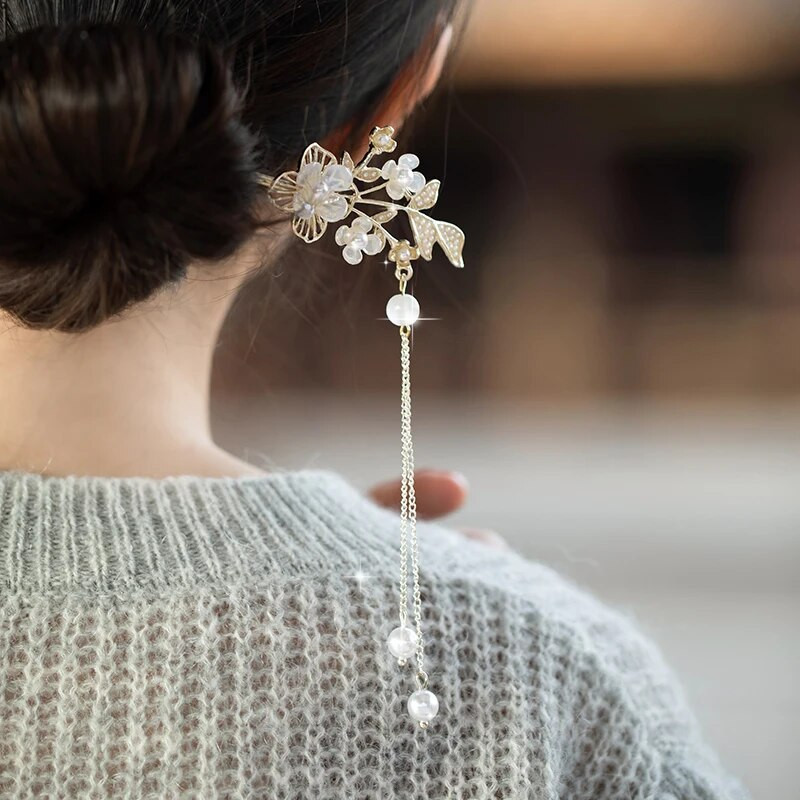 Vintage sulamist lilleline juuksenõel naistele Antiikne juuksepulk tüdrukutele juukseklambrite kostüüm Hiina juukseaksessuaarid juuksenõelad заколки