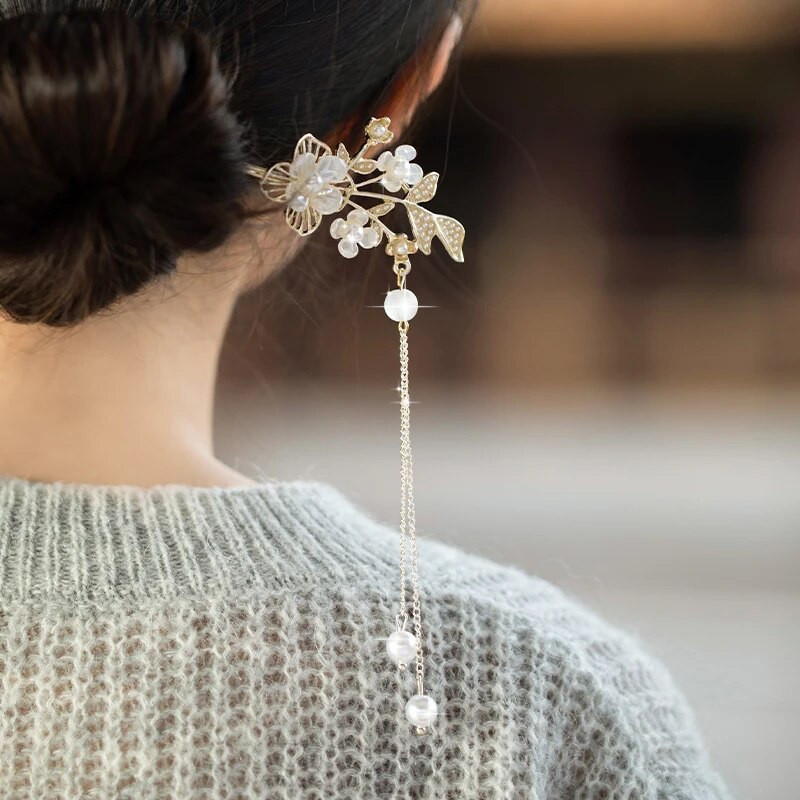 Vintage sulamist lilleline juuksenõel naistele Antiikne juuksepulk tüdrukutele juukseklambrite kostüüm Hiina juukseaksessuaarid juuksenõelad заколки