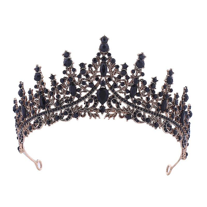 Svjetlucavo ljubičasta crna kristalna kruna kraljice maturalne večeri i tijara traka za glavu Barokni svadbeni dijadem za žene Djevojke Vjenčani nakit za kosu