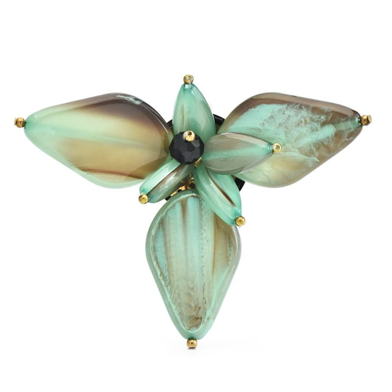 Wuli&baby Akrüülkolmnurksed lilleprossid naistele Unisex 2-värvilised geomeetrilised lehed Taimed Peokontor Prossinõelad Kingitused