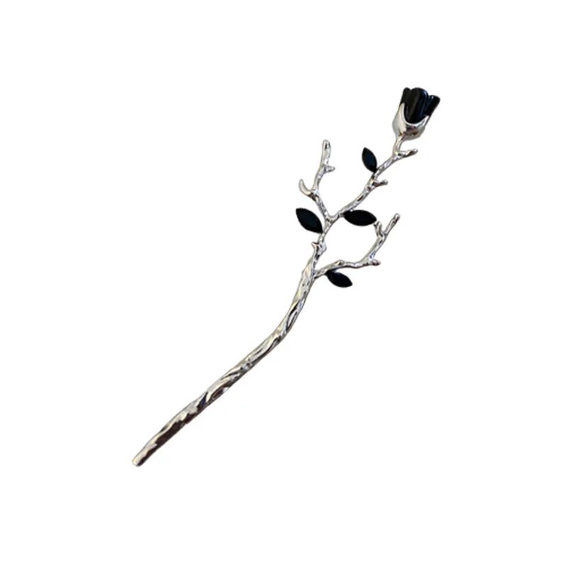 2023 Νέα κινέζικη φουρκέτα Hair Stick Rose Flower Crystal Branch μεταλλική υφή Vintage αξεσουάρ μαλλιών για γυναίκες Κοσμήματα κεφαλής