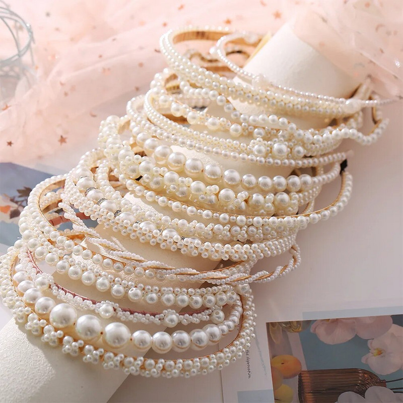 WUKALO Fashion Big Pearl Headband για γυναίκες Κορίτσια Hair Hoop Vintage mujer Hairband Νέα αξεσουάρ για τα μαλλιά Κοσμήματα Καπέλα