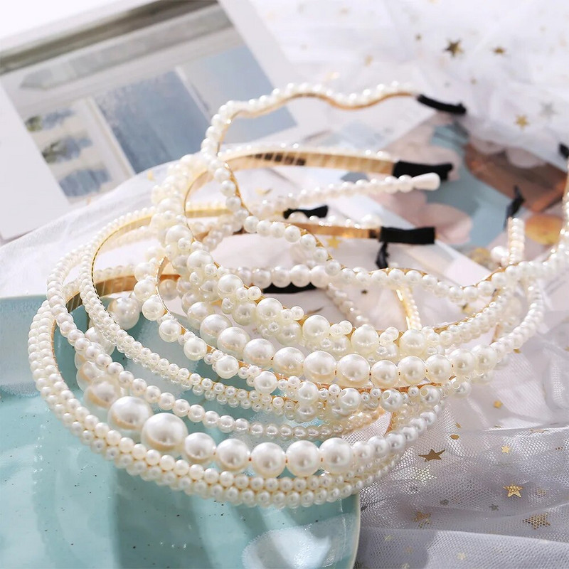 WUKALO Fashion Big Pearl Headband για γυναίκες Κορίτσια Hair Hoop Vintage mujer Hairband Νέα αξεσουάρ για τα μαλλιά Κοσμήματα Καπέλα
