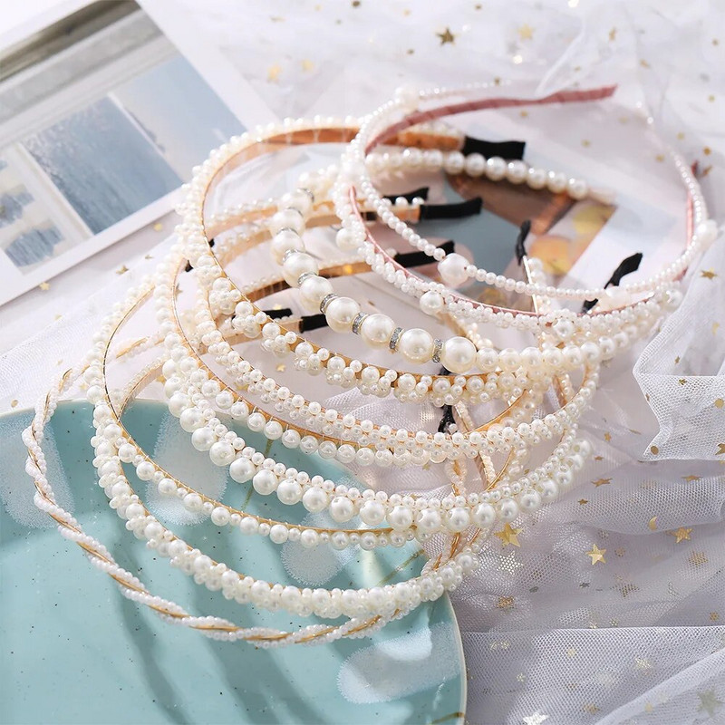 WUKALO Fashion Big Pearl Headband για γυναίκες Κορίτσια Hair Hoop Vintage mujer Hairband Νέα αξεσουάρ για τα μαλλιά Κοσμήματα Καπέλα