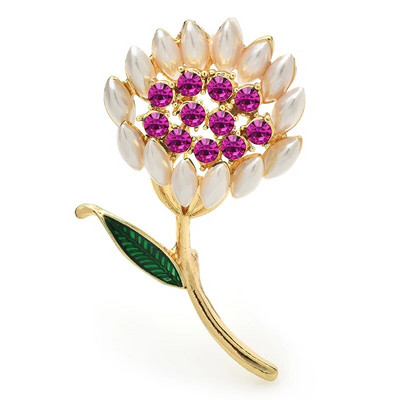 Wuli&baby Pērļu ziedu saktas Sievietēm Unisex 2-krāsu Rhinestone Pretty Flower Party Biroja saktas piespraudes Dāvanas