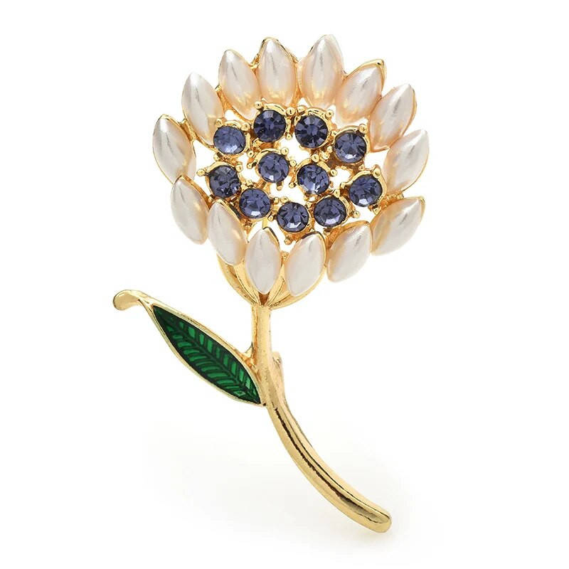 Wuli&baby Pērļu ziedu saktas Sievietēm Unisex 2-krāsu Rhinestone Pretty Flower Party Biroja saktas piespraudes Dāvanas