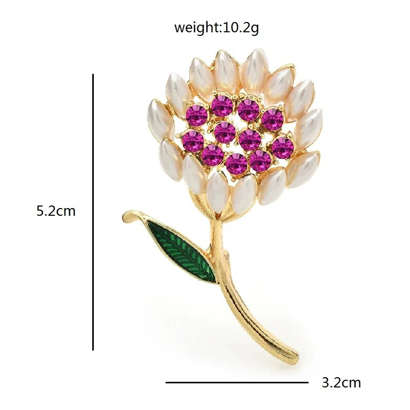 Wuli&baby Pērļu ziedu saktas Sievietēm Unisex 2-krāsu Rhinestone Pretty Flower Party Biroja saktas piespraudes Dāvanas