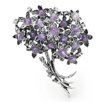 Wuli&baby natūralaus akmens sagės su gėlėmis moterims 4 spalvų medžių augalai vakarėliams biuro sagės segtukai Madingi papuošalai Dovanos