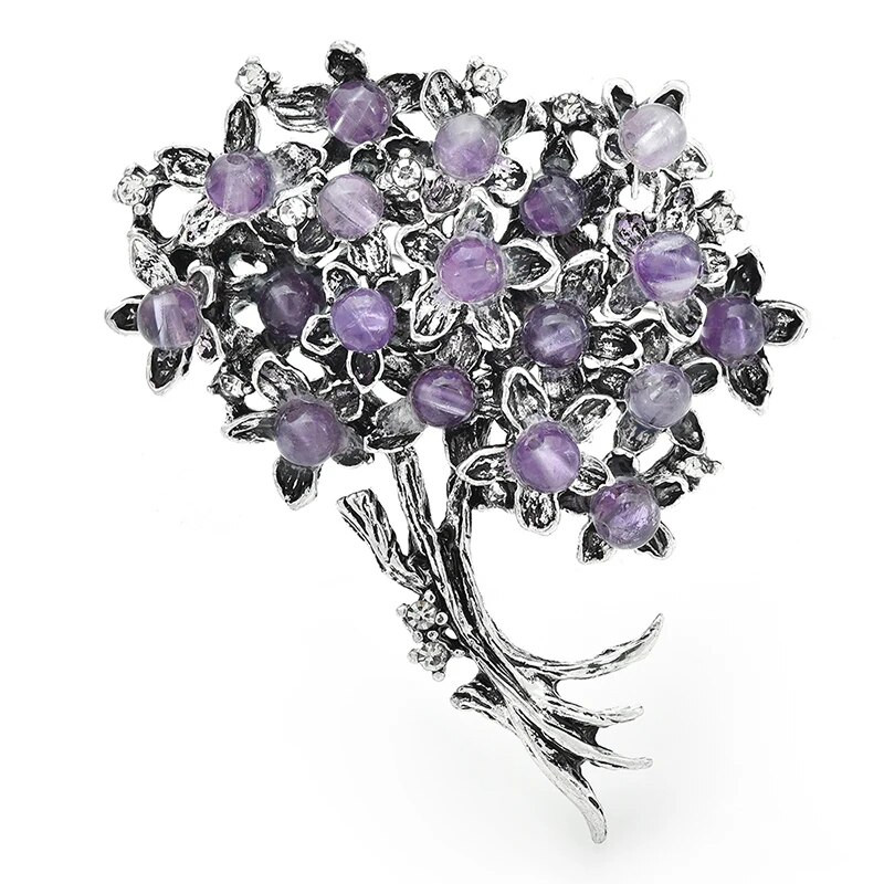 Wuli&baby natūralaus akmens sagės su gėlėmis moterims 4 spalvų medžių augalai vakarėliams biuro sagės segtukai Madingi papuošalai Dovanos