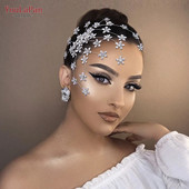 YouLaPan HP502 Ziedu kāzu ķemmes Sieviešu matu aksesuāri ballītēm Līgavas matu rotājumi Rotaslietas Kāzu galvas rota ar ķemmi