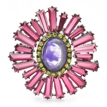 Wuli&baby Винтидж кристални кръгли брошки за жени Унисекс 3-цветен кристал с дворцов стил Парти Брошка за офис Игли Подаръци