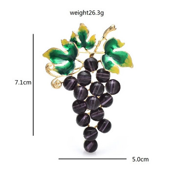Wuli&baby Нов дизайн Брошки с грозде за жени Лилаво зелен цвят Плодове Грозде Парти Офис брошка Игла Подаръци