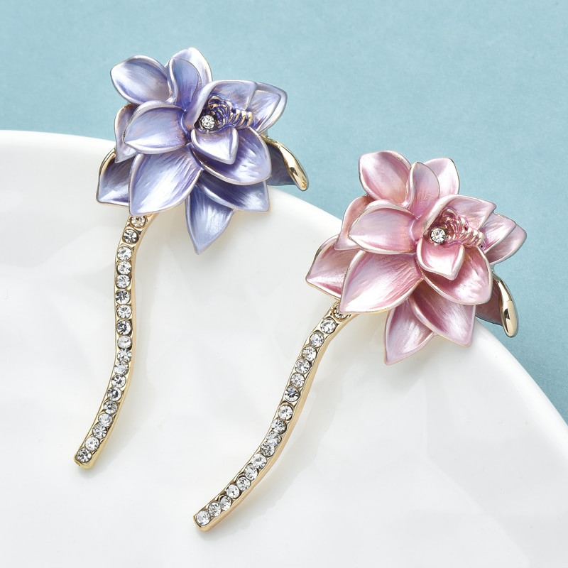 Wuli&baby Novi dizajn Cvjetni broševi za žene Unisex dvobojni emajl Ljepota Biljke Party Uredski broševi Igle Pokloni
