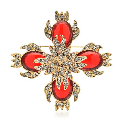 Wuli&baby Palace`i stiilis ristprossid naistele Vintage vaigupunane roheline kivist lillepeo Kontori prossinõelad Kingitused