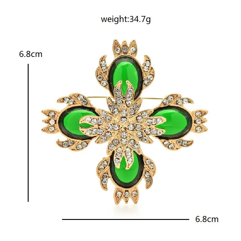 Wuli&baby Palace`i stiilis ristprossid naistele Vintage vaigupunane roheline kivist lillepeo Kontori prossinõelad Kingitused