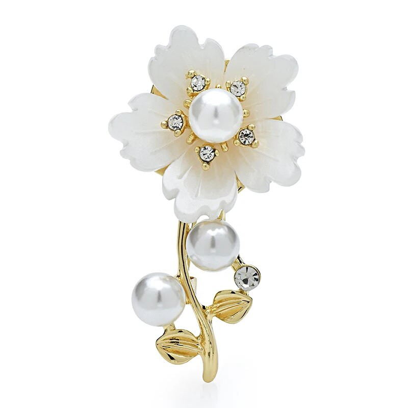 Wuli&baby Broševi s bisernim cvijetom za žene Unisex 3 boje Plum Blossom Party Uredski broševi Igle Pokloni