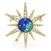 Wuli&baby Päikeseprossid Naistele Unisex 2-värvilised Kvaliteetsed Rhinestone`i Sinised Emailid Säravad Päikesepeo Kontoriprossid Kingitused