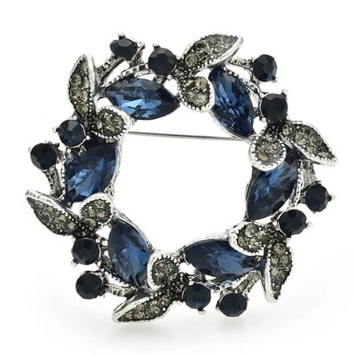 Wuli&baby kristalni vijenac broševi za žene Unisex 2 boje Biljke Krug Party Uredski broš Igle Pokloni