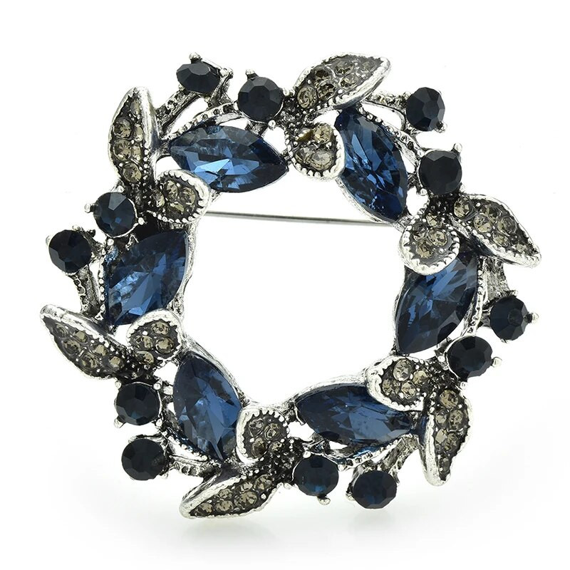 Wuli&baby kristalni vijenac broševi za žene Unisex 2 boje Biljke Krug Party Uredski broš Igle Pokloni
