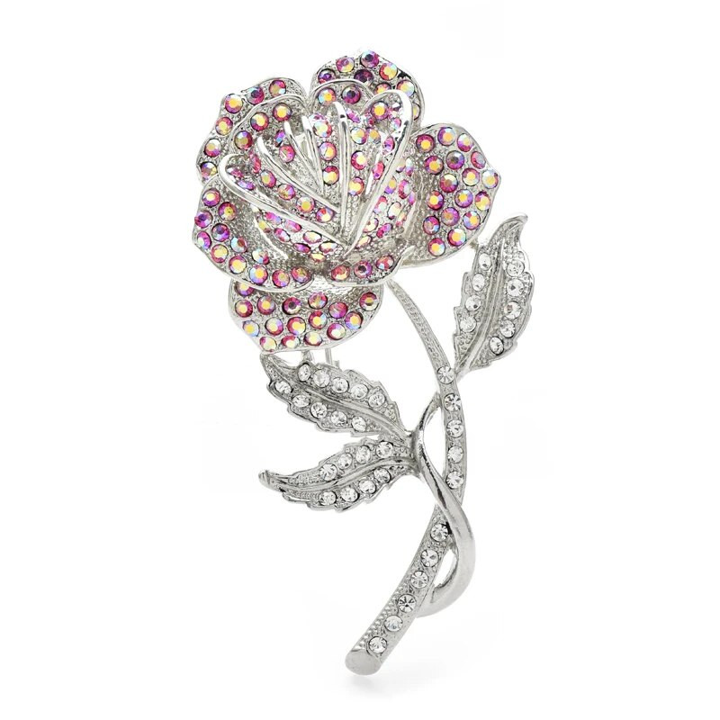 Wuli&baby Prekrasni cvjetni broševi za žene 2-bojni češki kamenčići Sjajni Ljepota Cvijeće Biljke Party Uredski broš Igla Pokloni