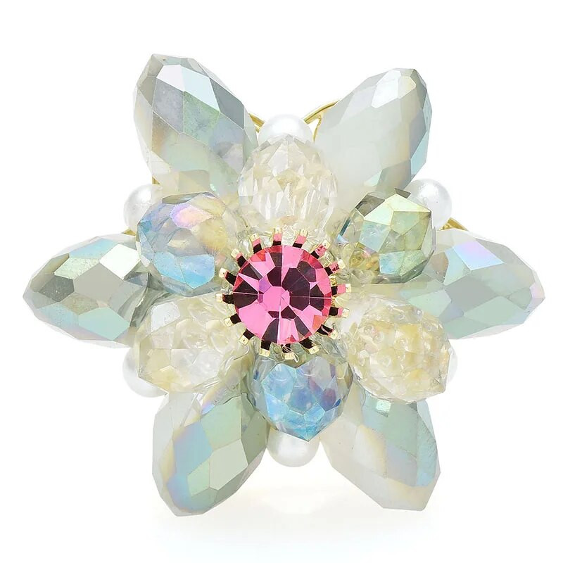 Wuli&baby kristalinės gėlių sagės moterims Unisex 2 spalvų putojančios mielos mažos gėlės sagės smeigtukai Dovanos